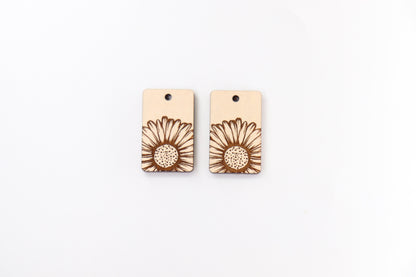 Sunflower Wood earring blanks, DIY earrings, earring blanks, sold per set