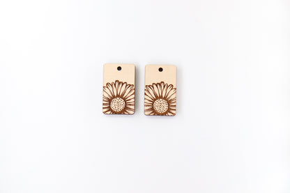 Sunflower Wood earring blanks, DIY earrings, earring blanks, sold per set