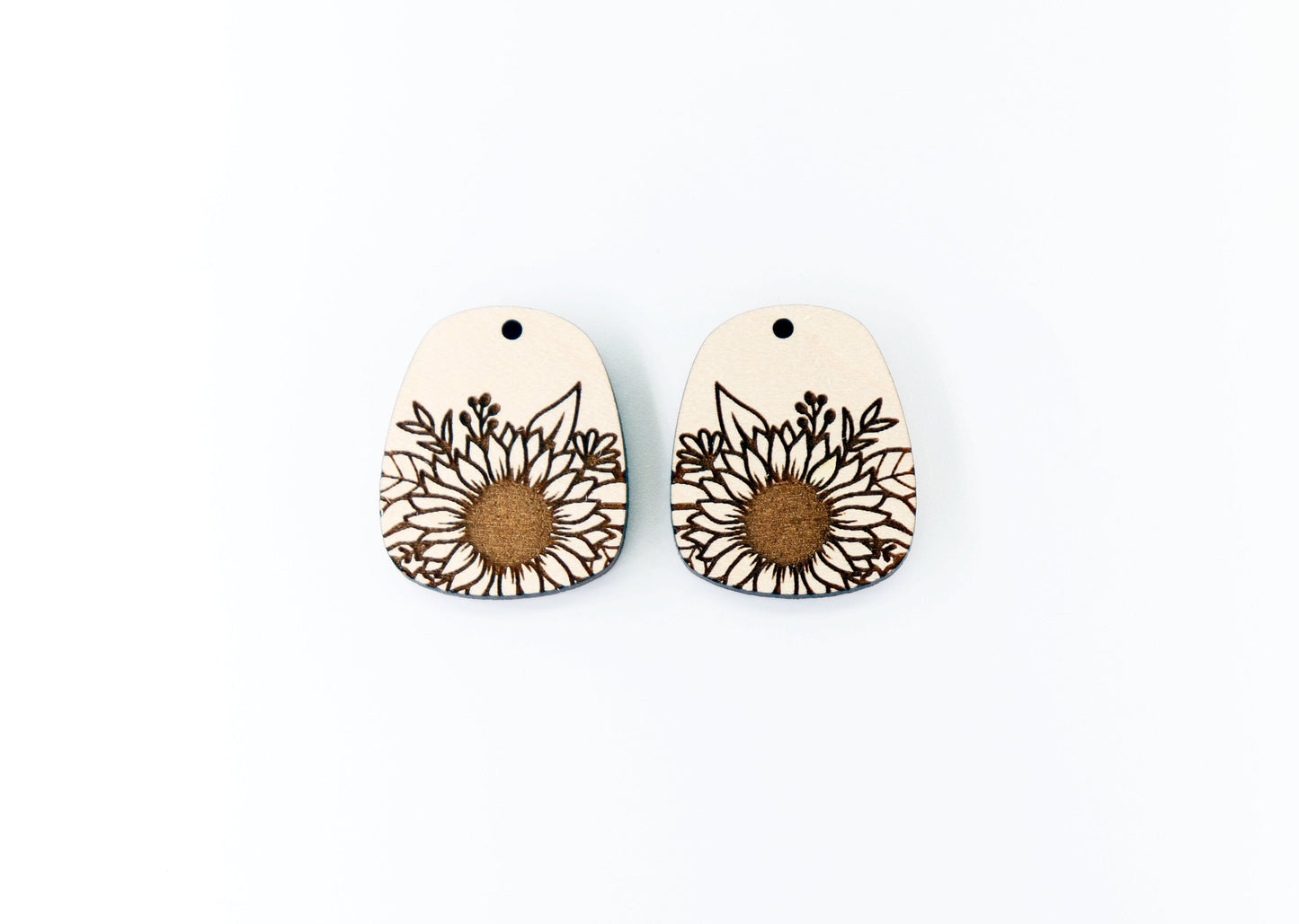 Sunflower Wood earring blanks, DIY earrings, earring blanks, sold per set