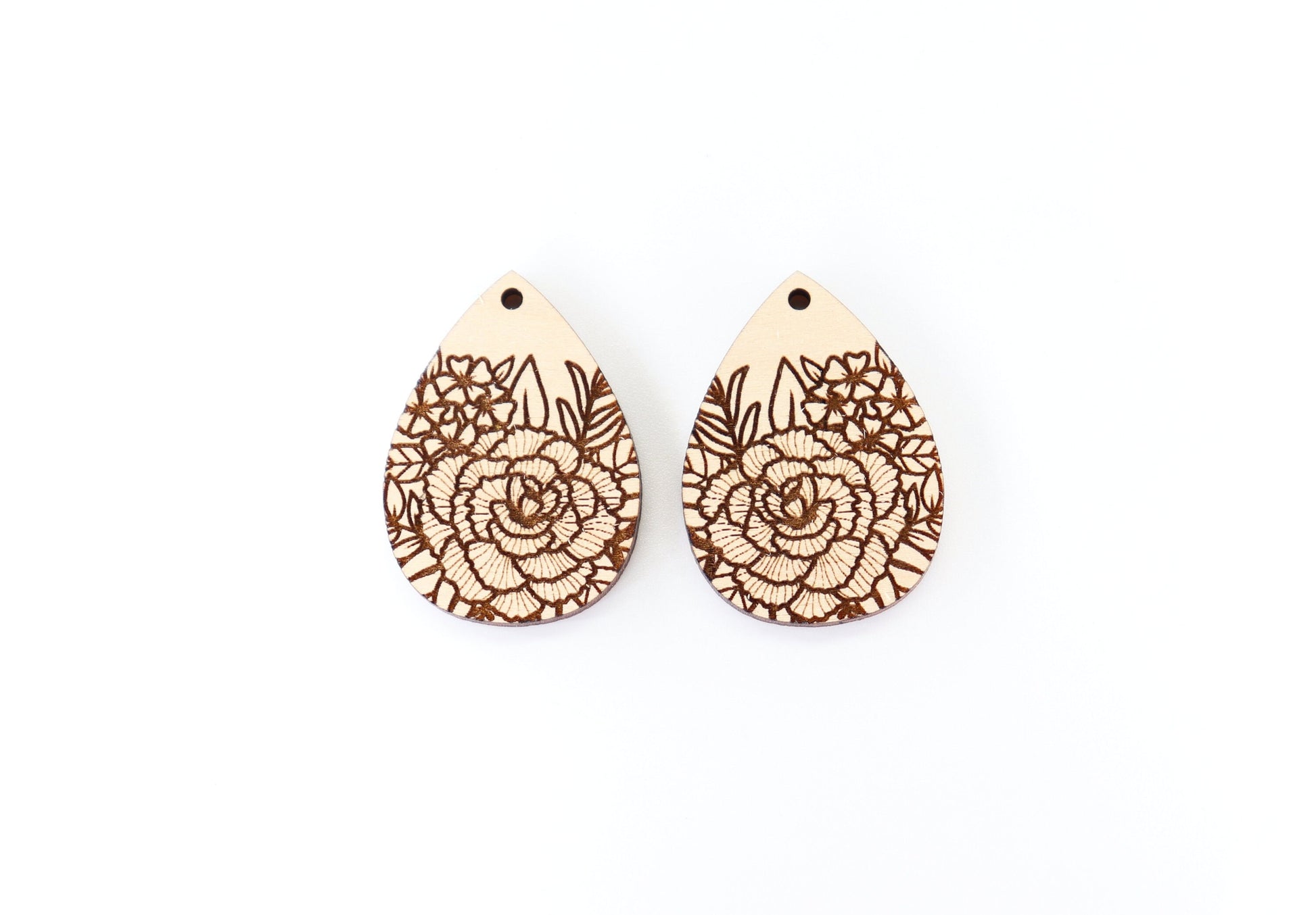 Floral Wood earring blanks, DIY earrings, earring blanks, sold per set