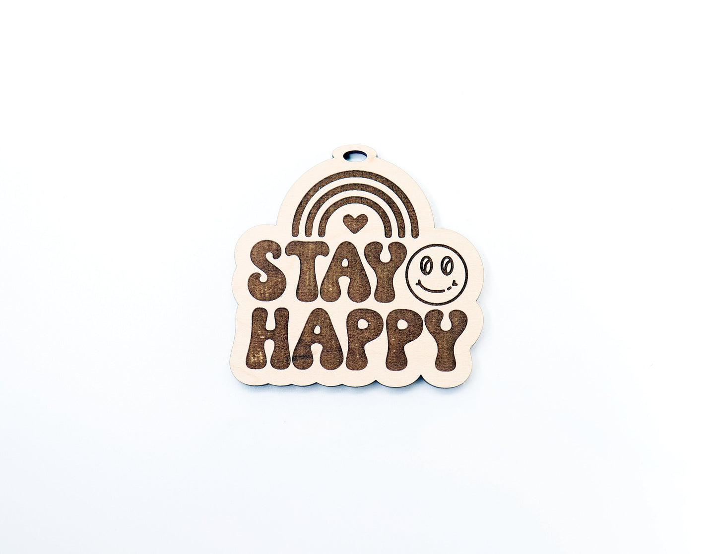 Stay happy car charm, car charm blank, wood blanks, wood cutouts