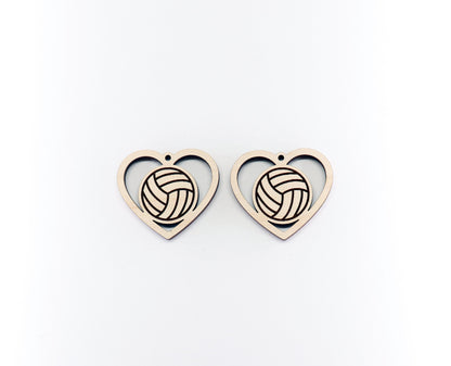 Volleyball wood earring blanks, wood cutouts, earring blanks