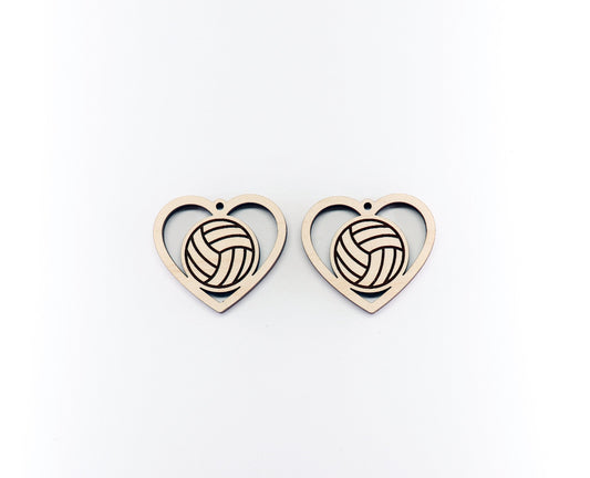 Volleyball wood earring blanks, wood cutouts, earring blanks