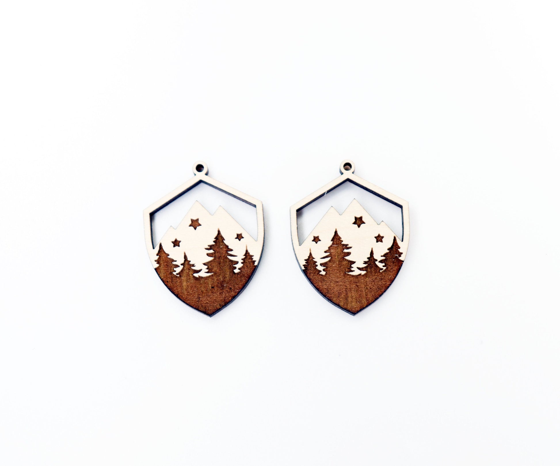 Mountain earring blanks,  laser cutouts, wood cutouts, sold per set