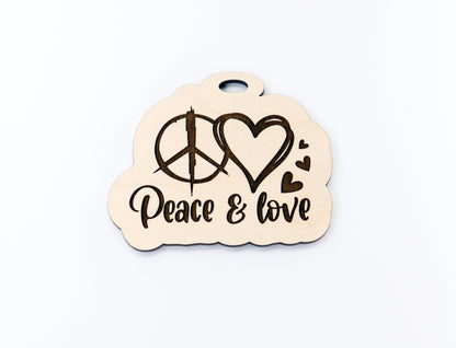 Peace and love  car charm, car charm blank, wood blanks, wood cutouts