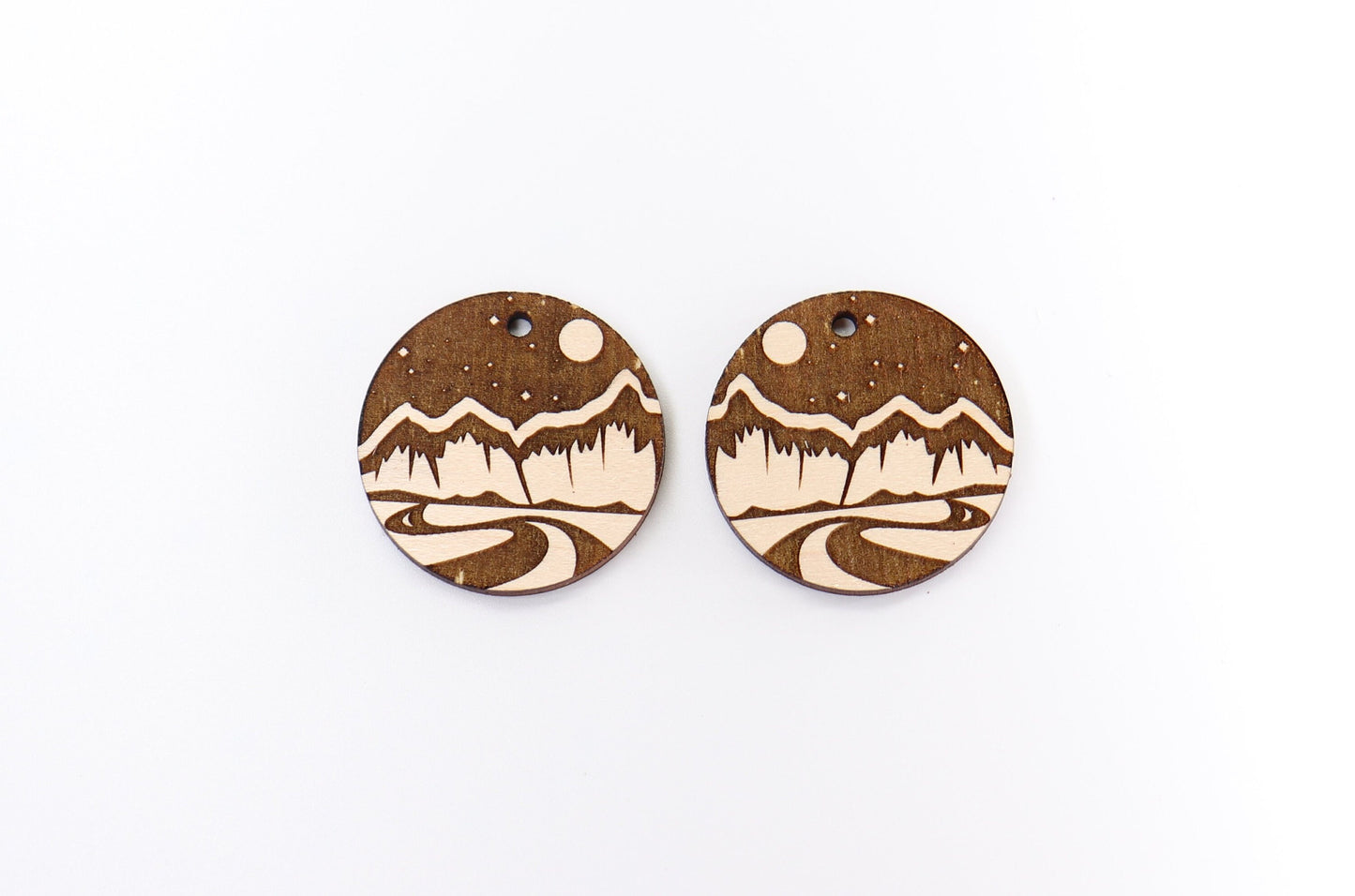 Landscape wood earring blanks, wood earring blanks, sold per set