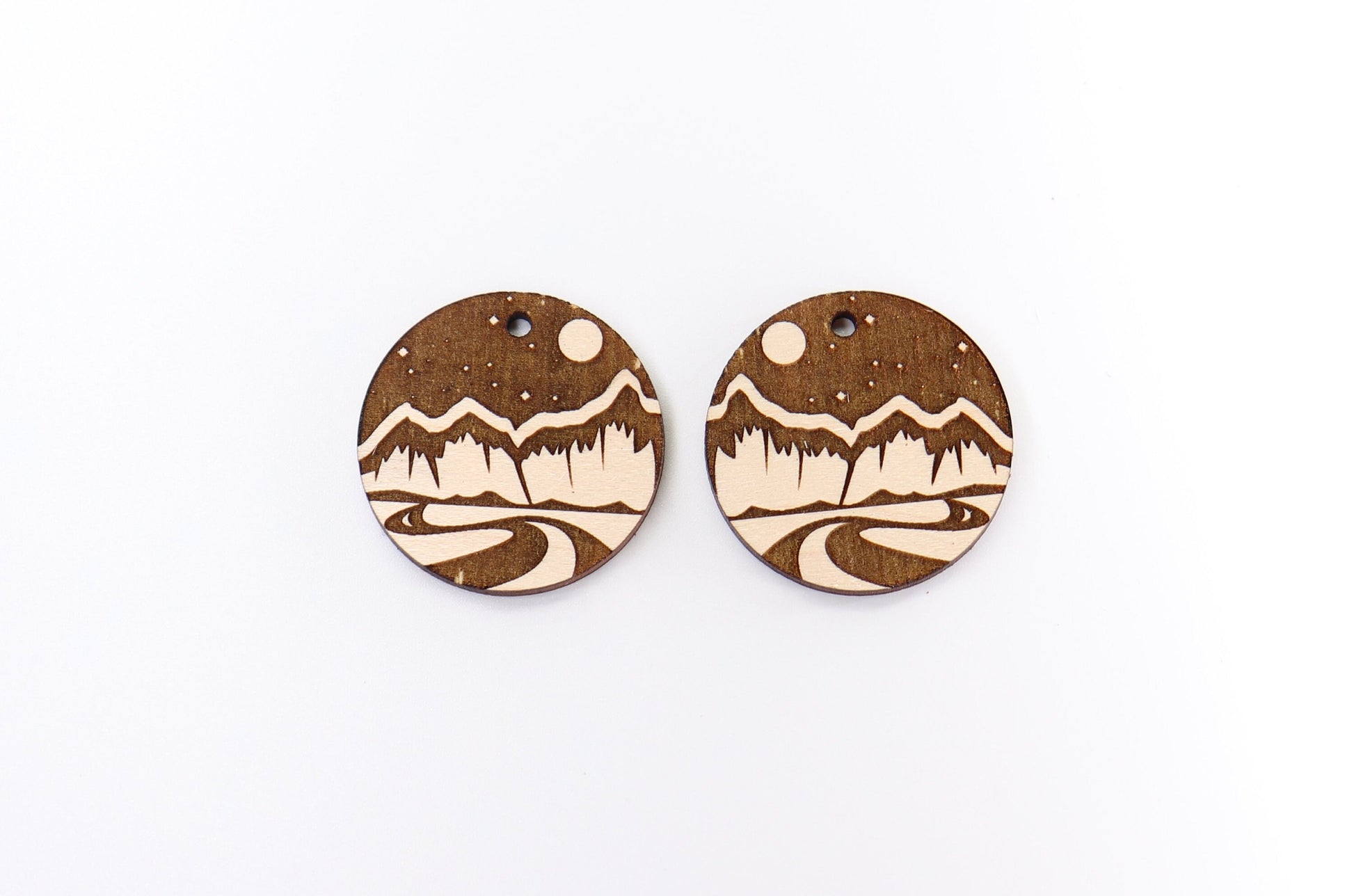 Landscape wood earring blanks, wood earring blanks, sold per set