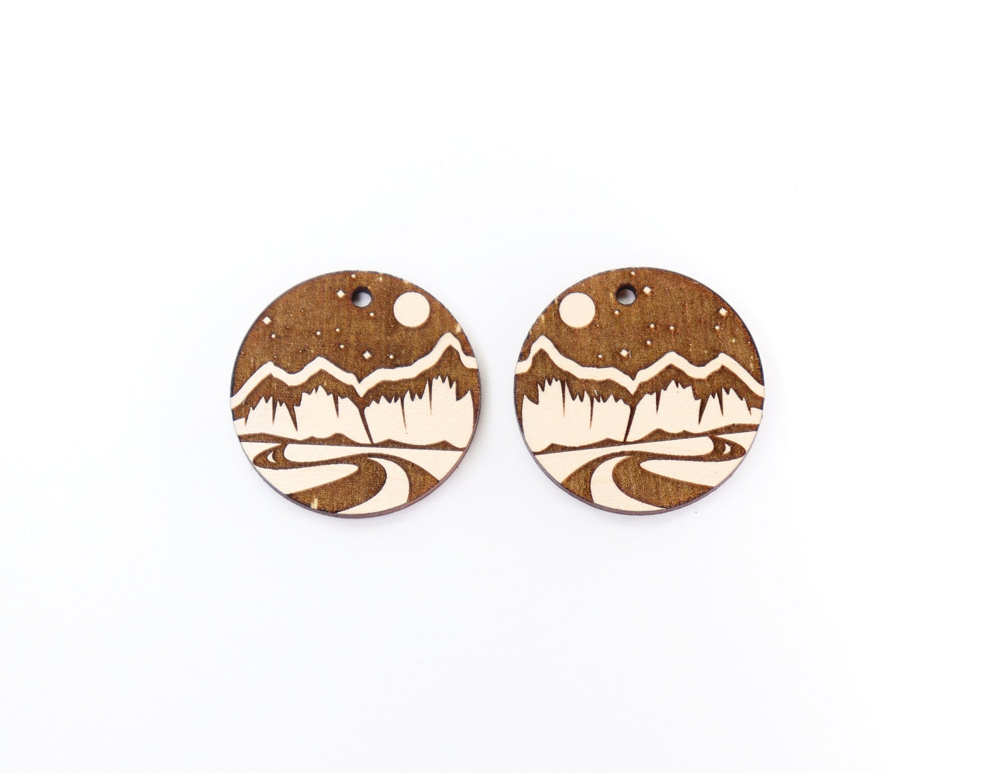 Landscape wood earring blanks, wood earring blanks, sold per set