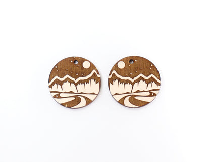 Landscape wood earring blanks, wood earring blanks, sold per set