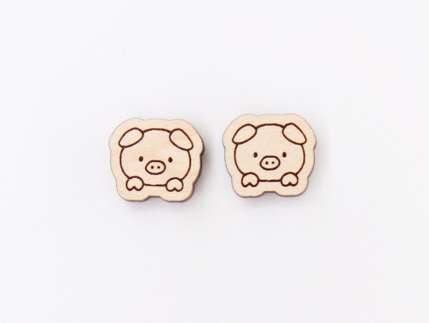 Baby pig stud blanks, wood earring blanks, pig cutouts