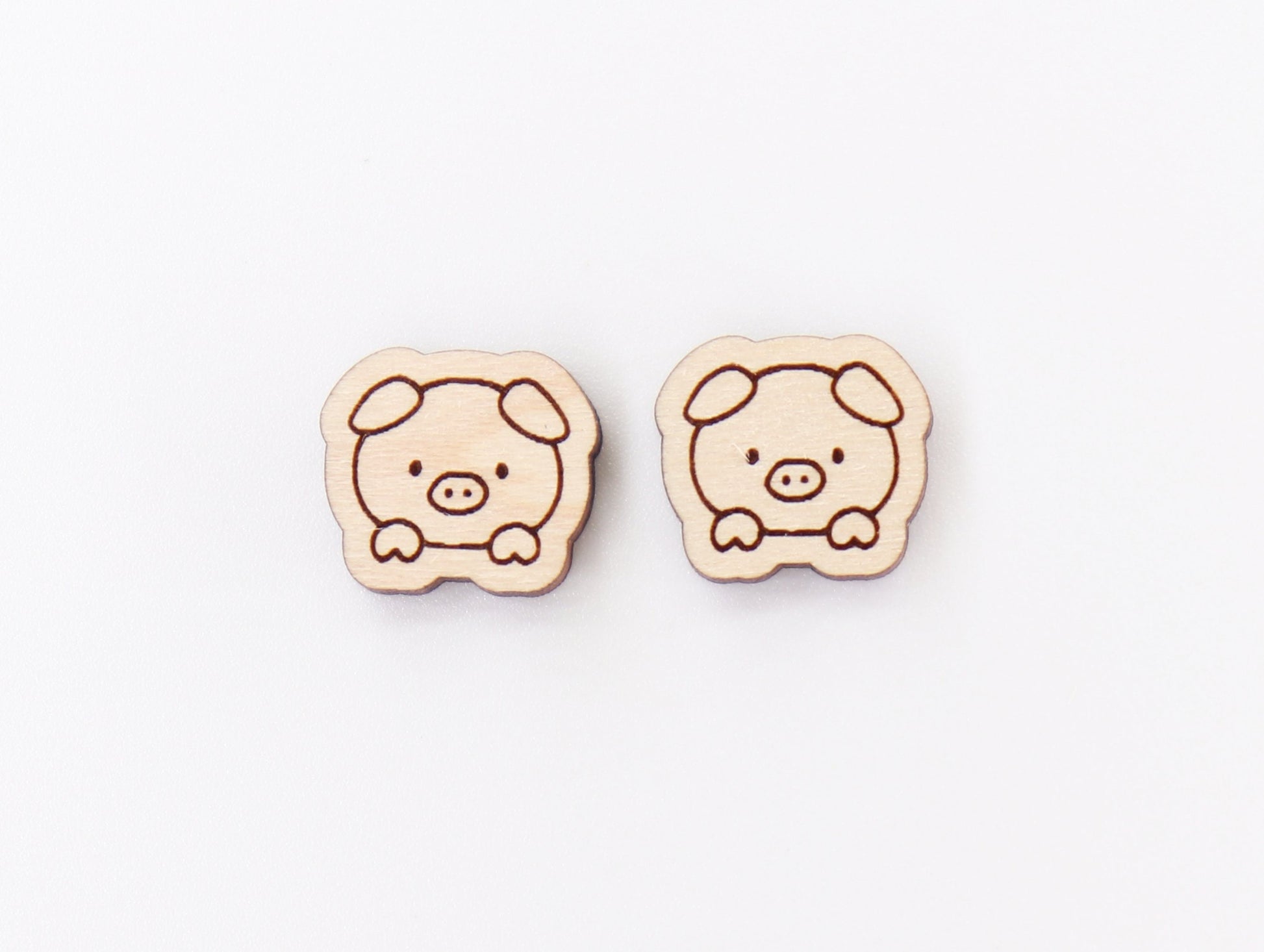 Baby pig stud blanks, wood earring blanks, pig cutouts