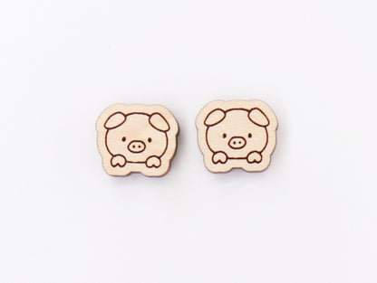 Baby pig stud blanks, wood earring blanks, pig cutouts