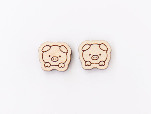 Baby pig stud blanks, wood earring blanks, pig cutouts