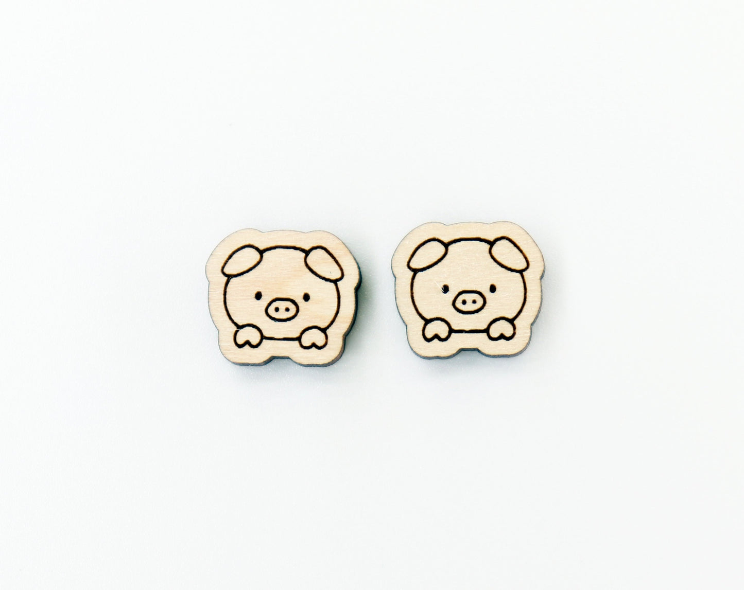 Baby pig stud blanks, wood earring blanks, pig cutouts