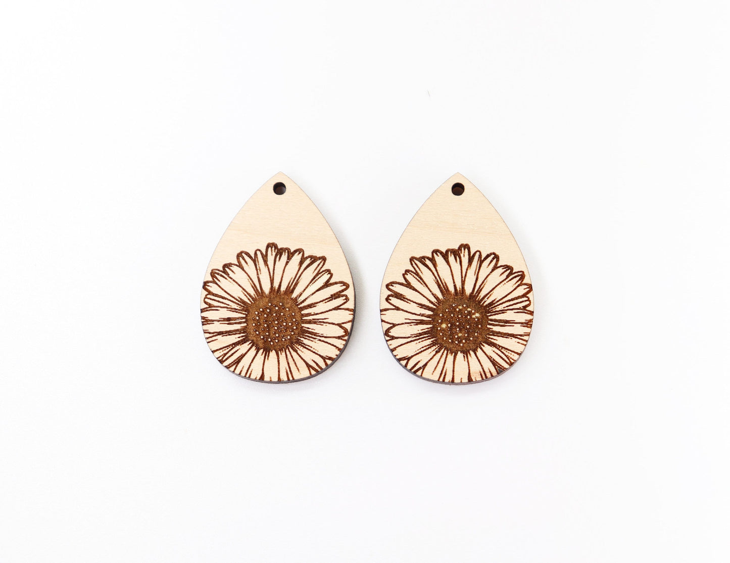 Floral Wood earring blanks, DIY earrings, earring blanks, sold per set