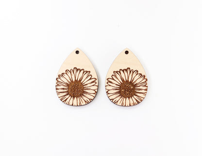 Floral Wood earring blanks, DIY earrings, earring blanks, sold per set