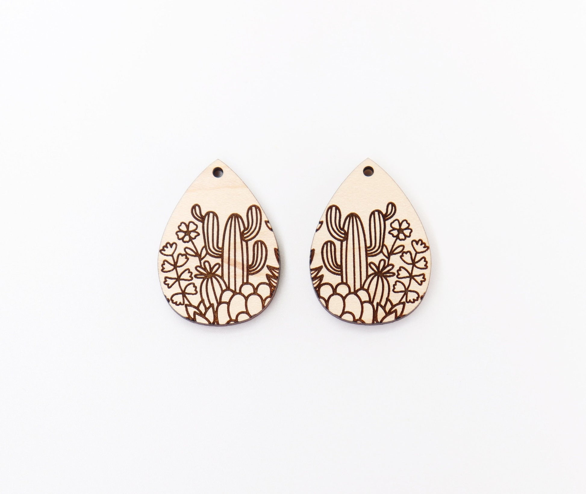 Cactus wood earring blanks, wood earring blanks, sold per set