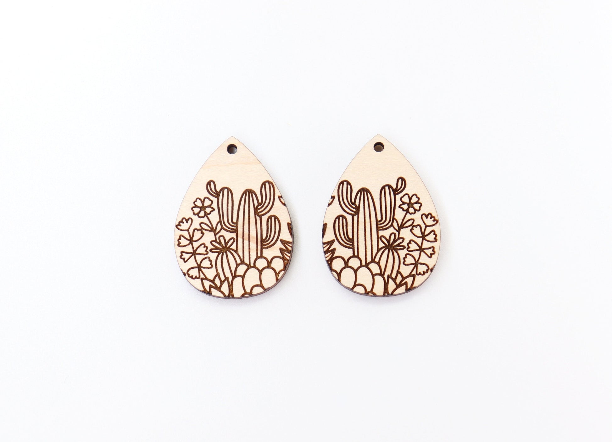 Cactus wood earring blanks, wood earring blanks, sold per set