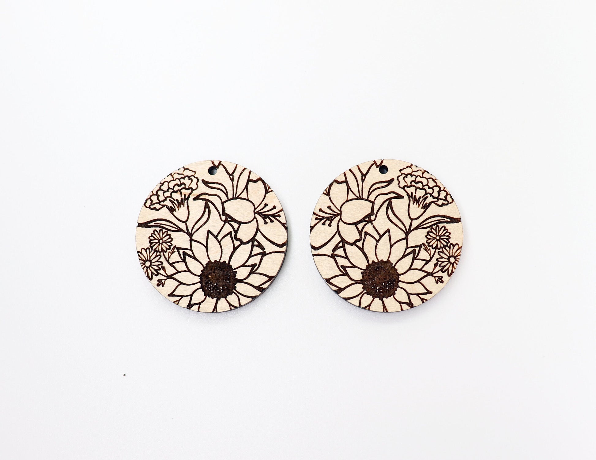 Flower Wood earring blanks, DIY earrings, earring blanks, sold per set