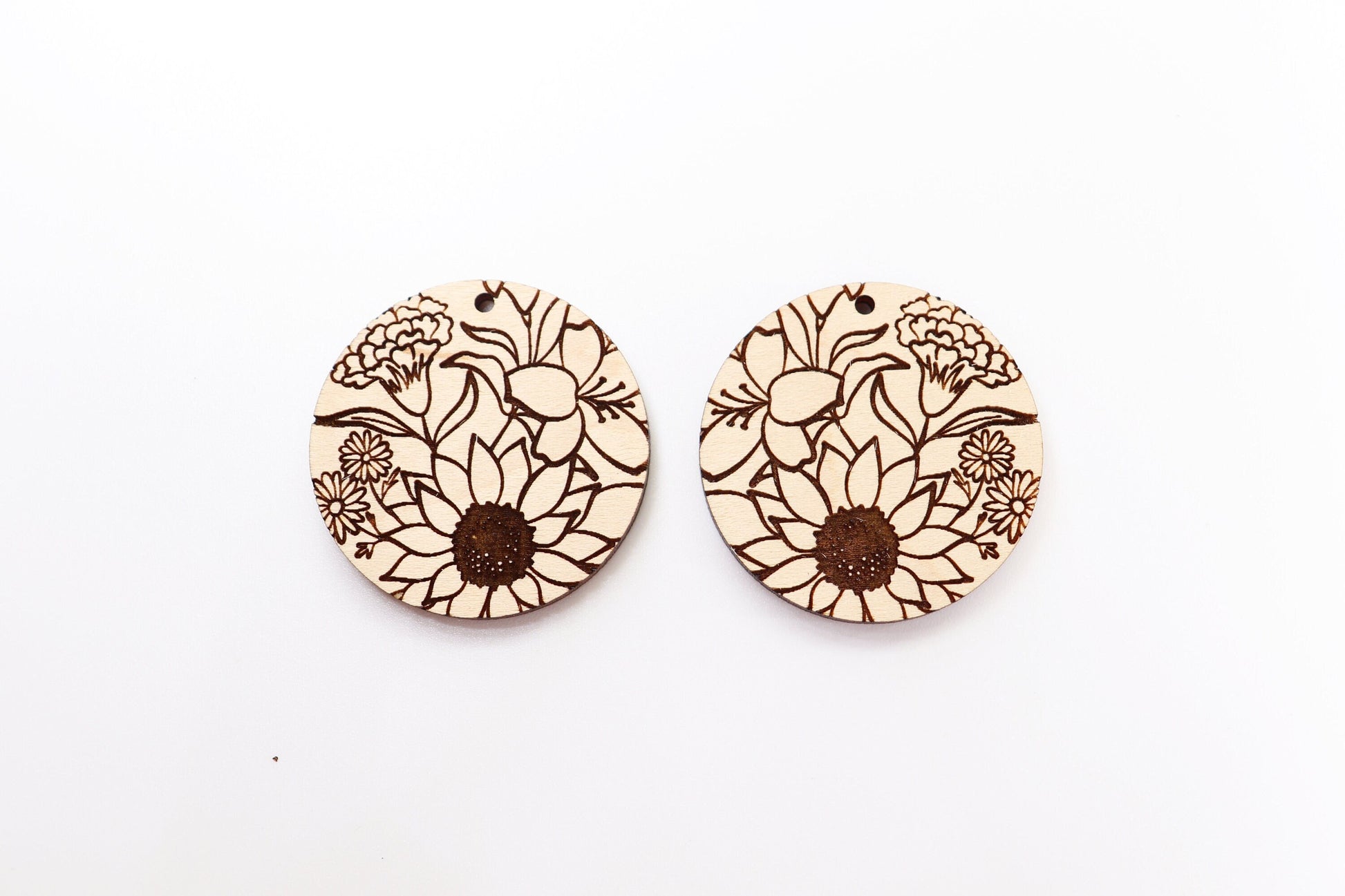 Flower Wood earring blanks, DIY earrings, earring blanks, sold per set