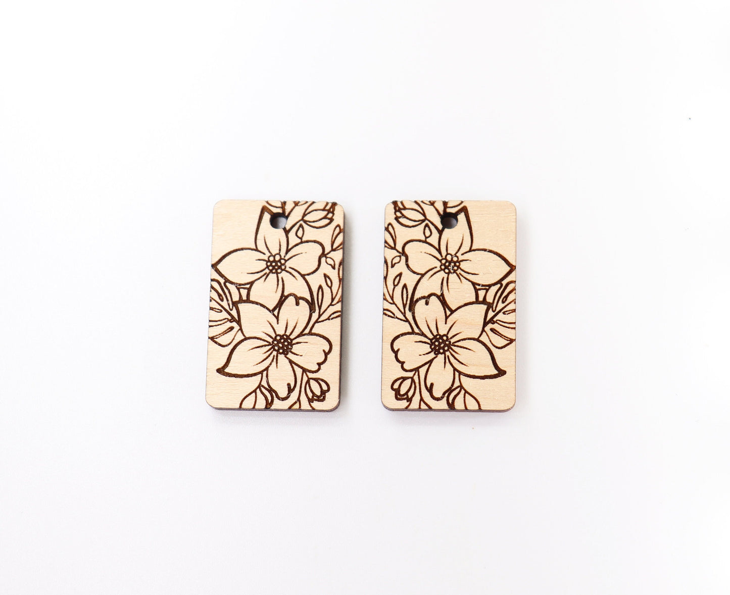 Flower Wood earring blanks, DIY earrings, earring blanks, sold per set