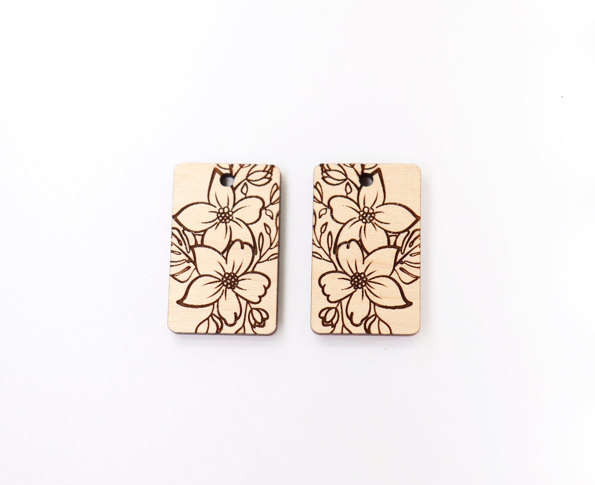 Flower Wood earring blanks, DIY earrings, earring blanks, sold per set