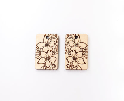 Flower Wood earring blanks, DIY earrings, earring blanks, sold per set