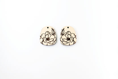 Flower Wood earring blanks, DIY earrings, earring blanks, sold per set