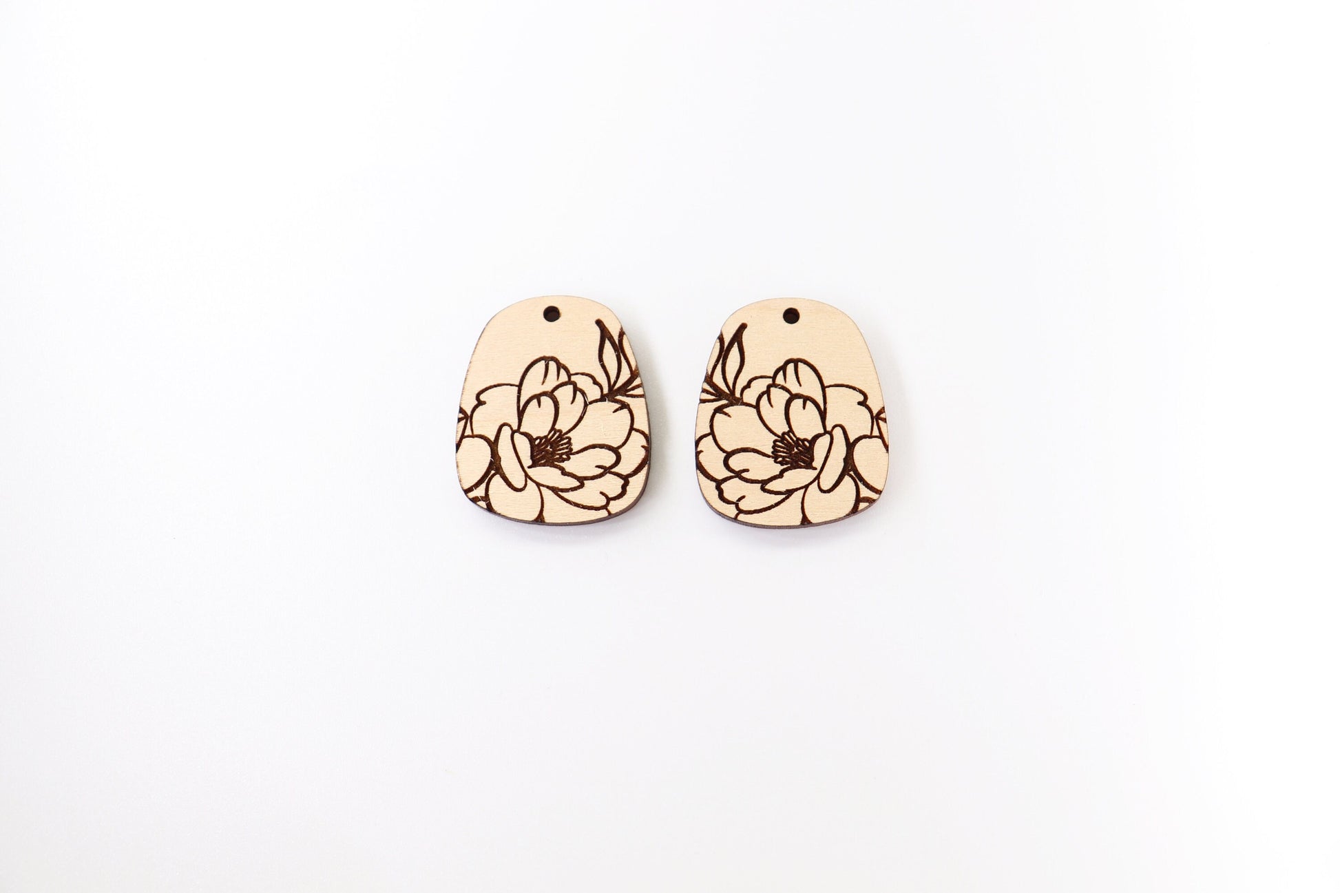 Flower Wood earring blanks, DIY earrings, earring blanks, sold per set