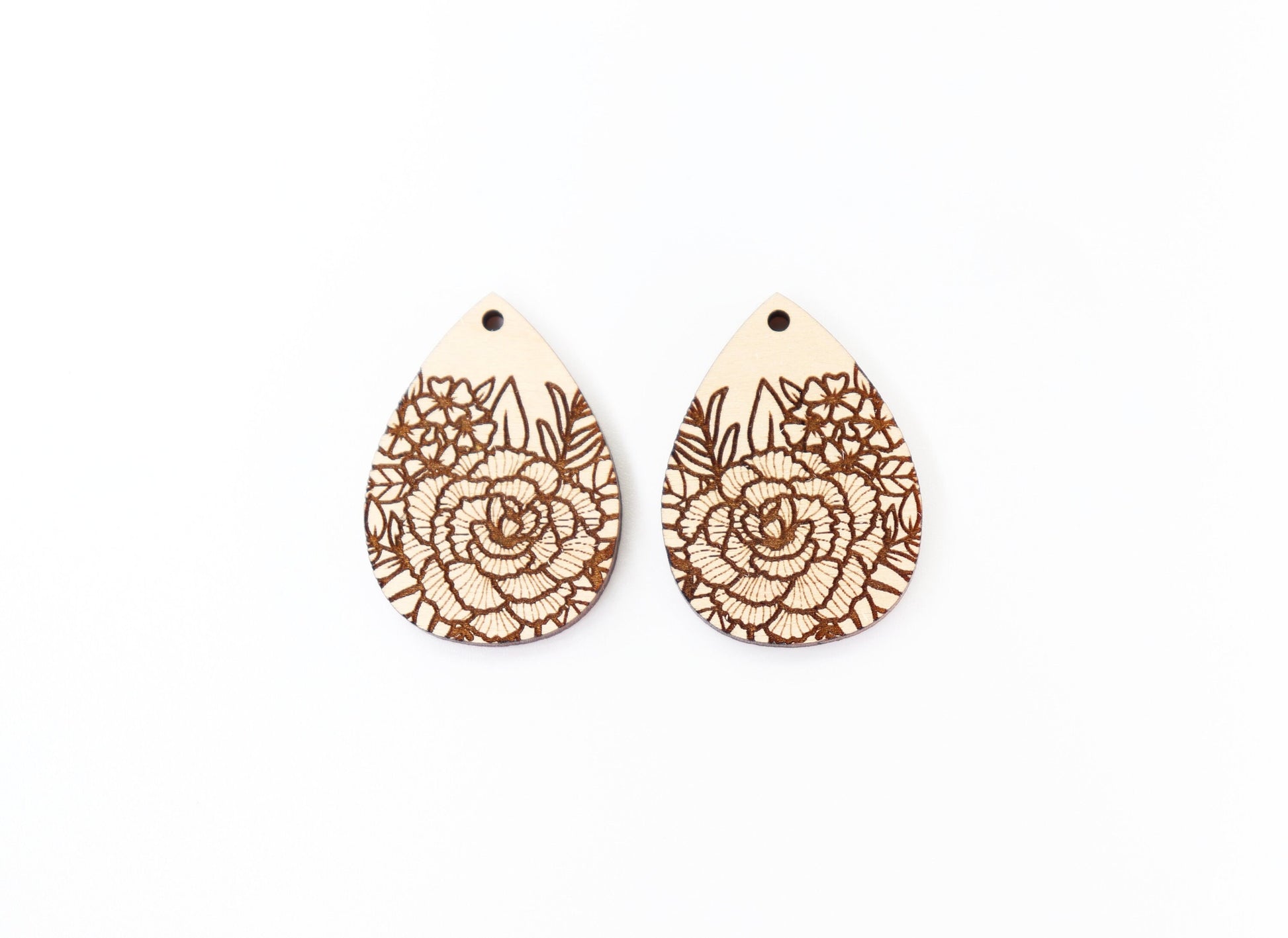 Floral Wood earring blanks, DIY earrings, earring blanks, sold per set