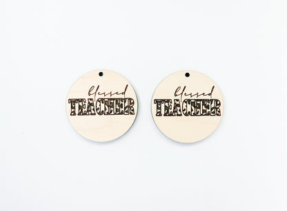 Blessed Teacher earring blanks, wood cutouts, DIY earrings