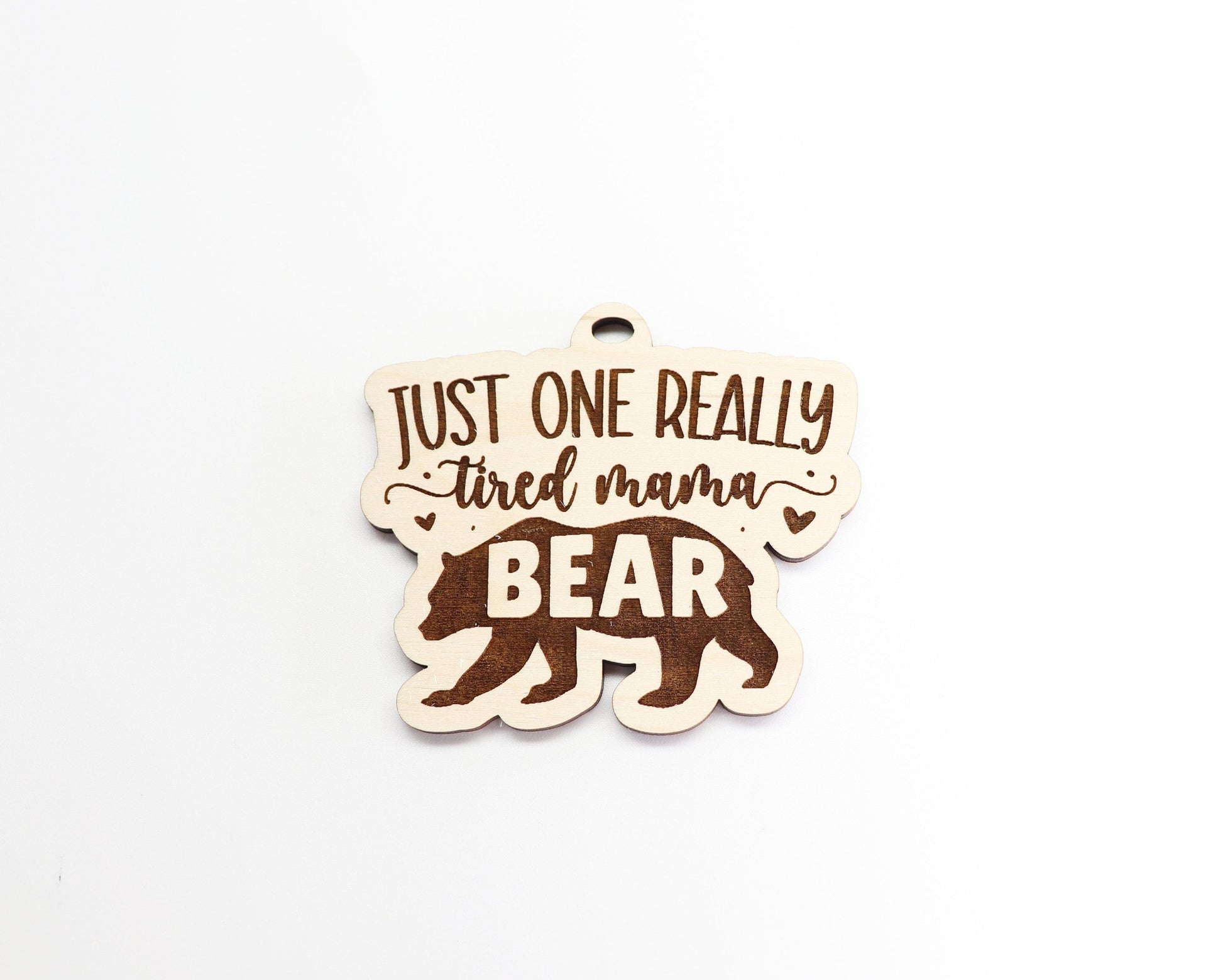 Mama bear car charm blank,  wood blanks, wood cutouts