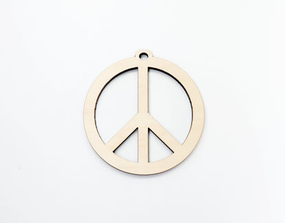 Peace sign Car charm blank,  wood blanks, wood cutouts