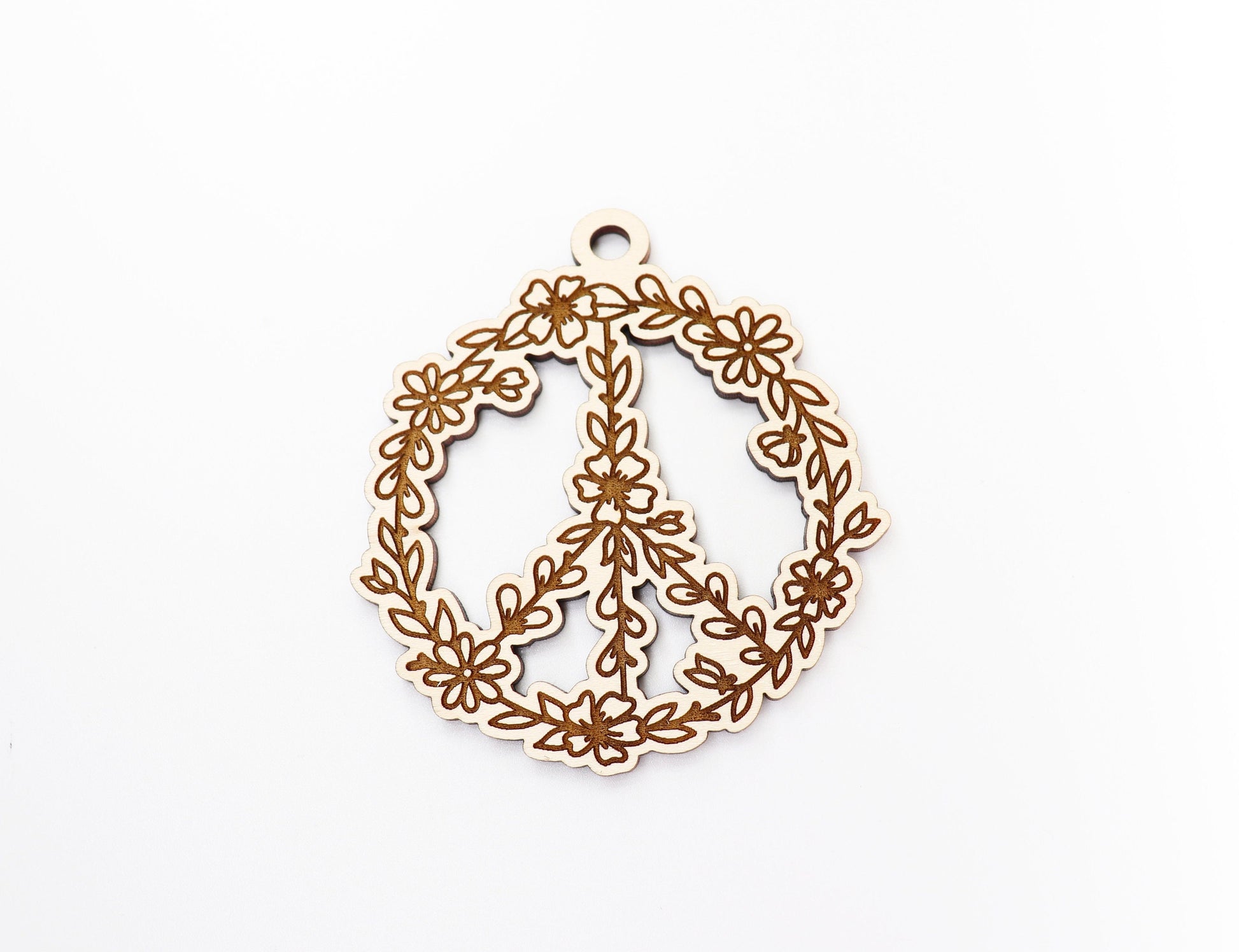 Peace sign car charm,  wood blanks, wood cutouts, flower blanks