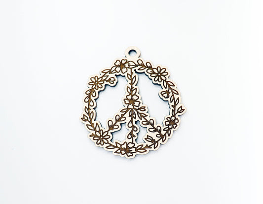 Peace sign car charm,  wood blanks, wood cutouts, flower blanks