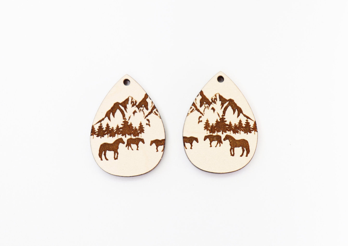 Horse Wood earring blanks, DIY earrings, earring blanks, sold per set