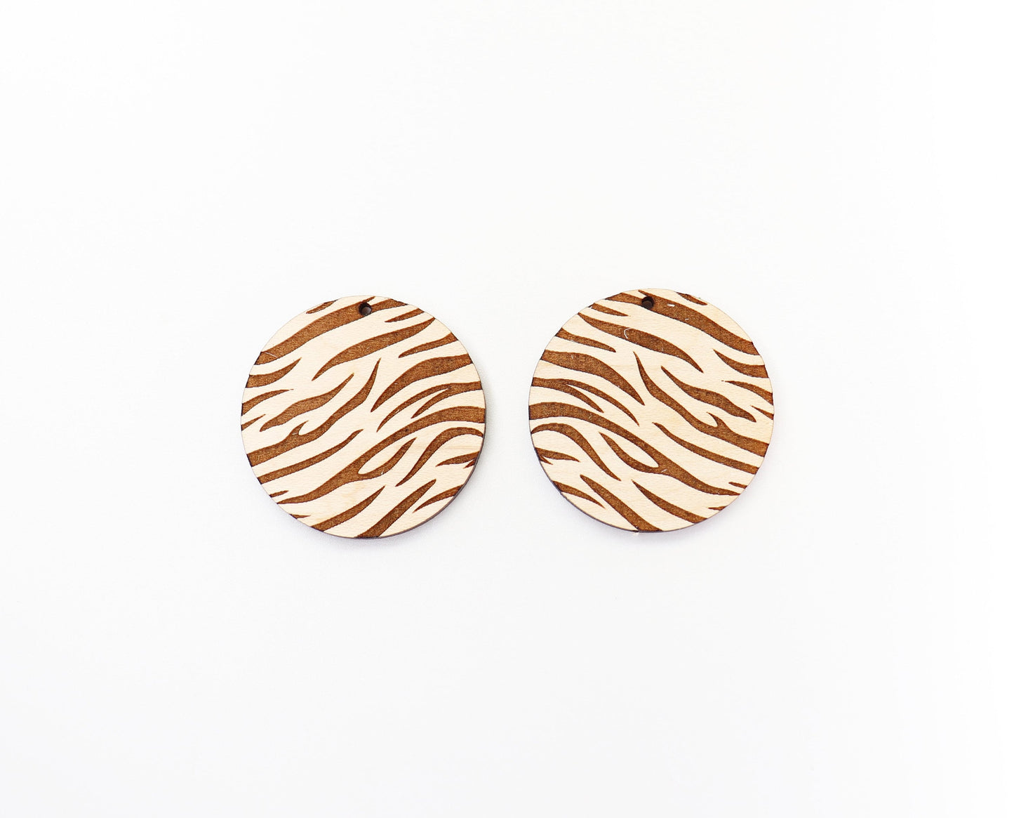 Tiger stripe Round wood earring blanks, earring making, wood blanks