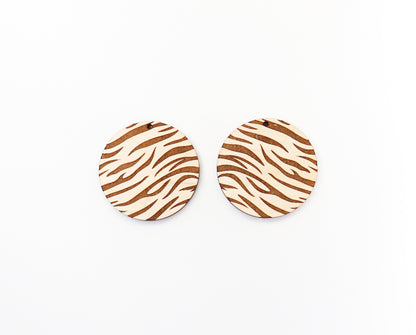 Tiger stripe Round wood earring blanks, earring making, wood blanks