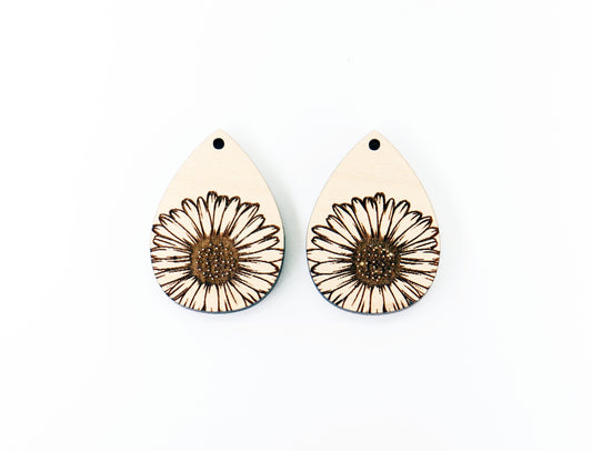 Floral Wood earring blanks, DIY earrings, earring blanks, sold per set