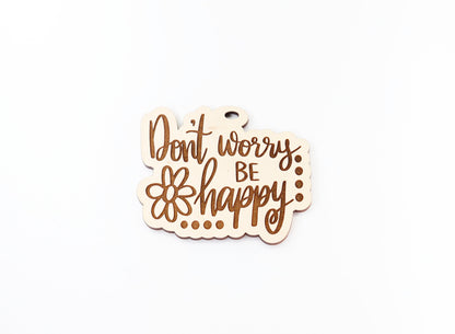 Don't worry be happy car charm, car charm blank, wood blanks, wood cutouts