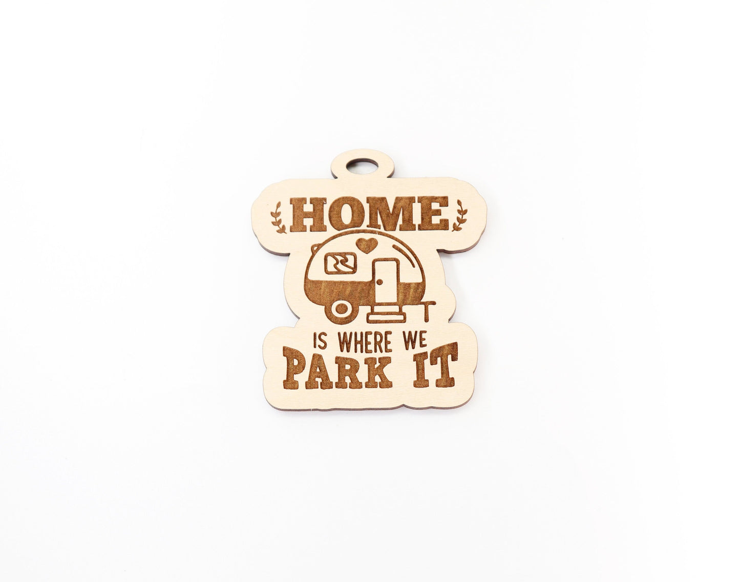 Home is where we park it car charm blank, wood blanks, wood cutouts