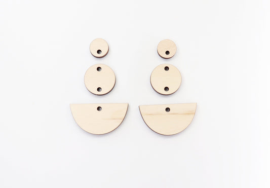 3 Piece Plain earring blanks, wood earrings, earring blanks