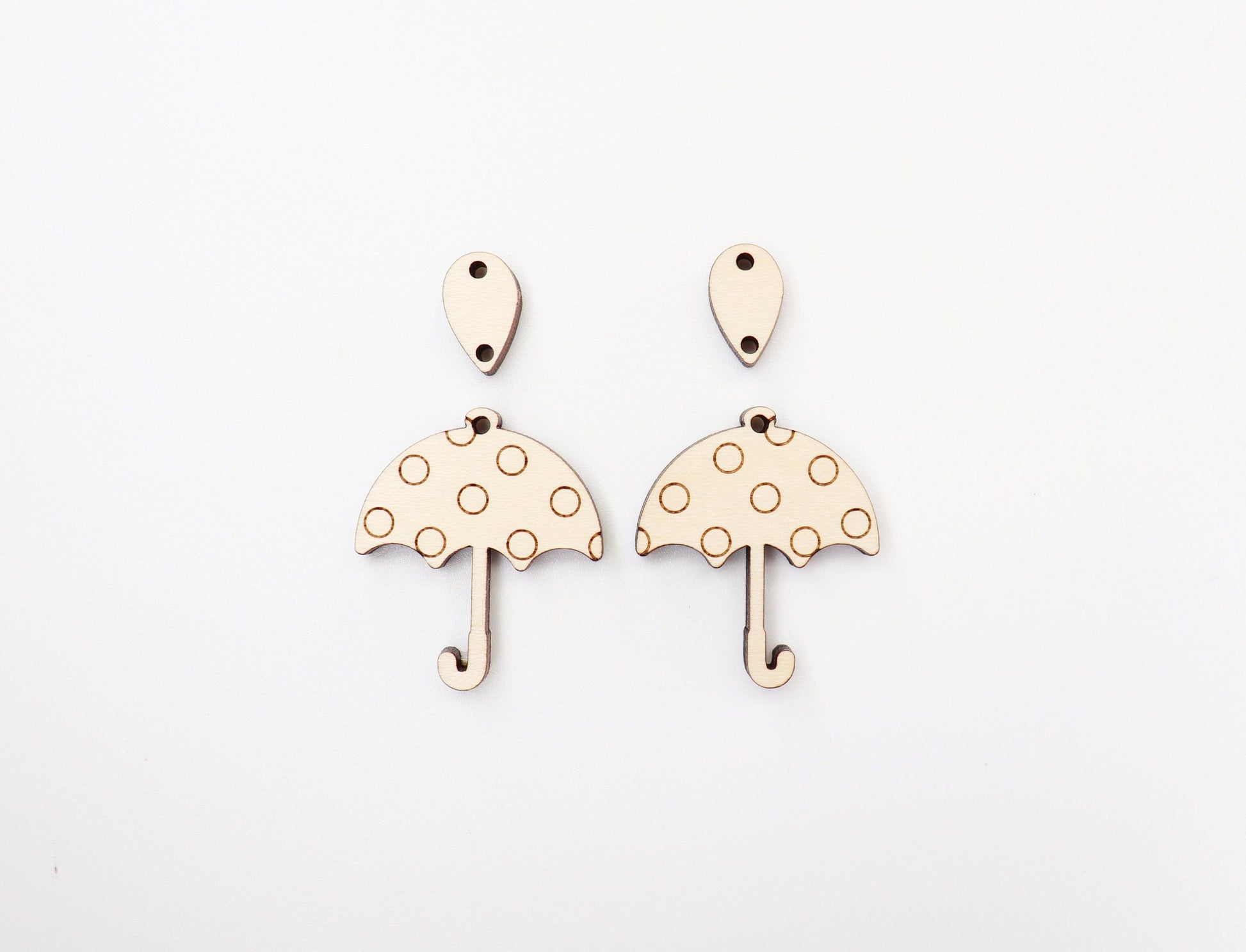 Umbrella Wood earring blanks, DIY earrings, earring blanks, sold per set