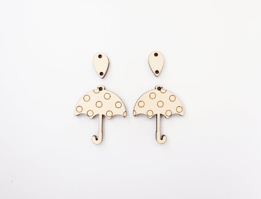 Umbrella Wood earring blanks, DIY earrings, earring blanks, sold per set