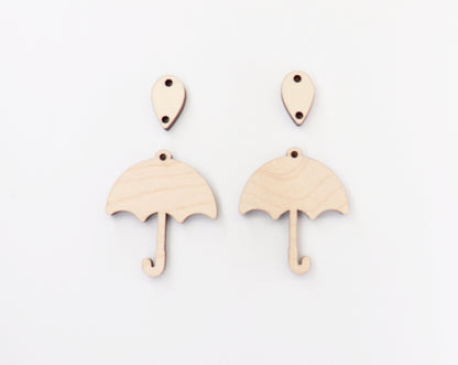 Umbrella Wood earring blanks, DIY earrings, earring blanks, sold per set