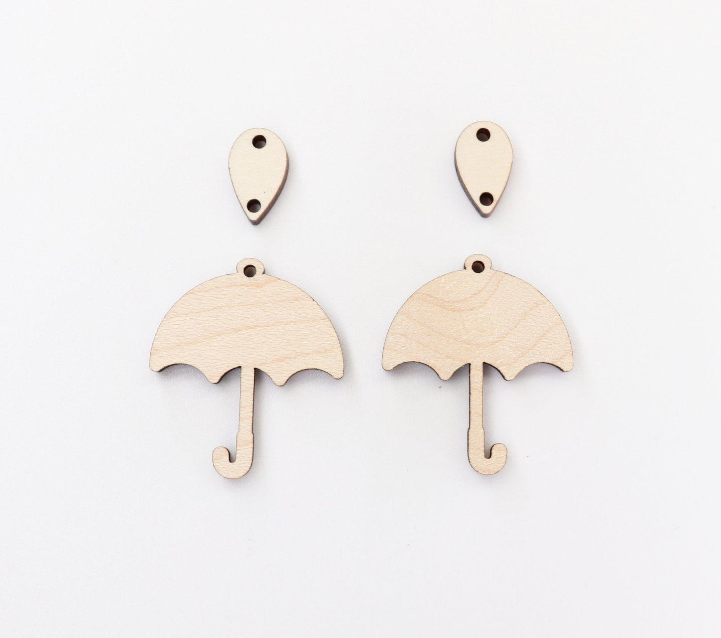 Umbrella Wood earring blanks, DIY earrings, earring blanks, sold per set