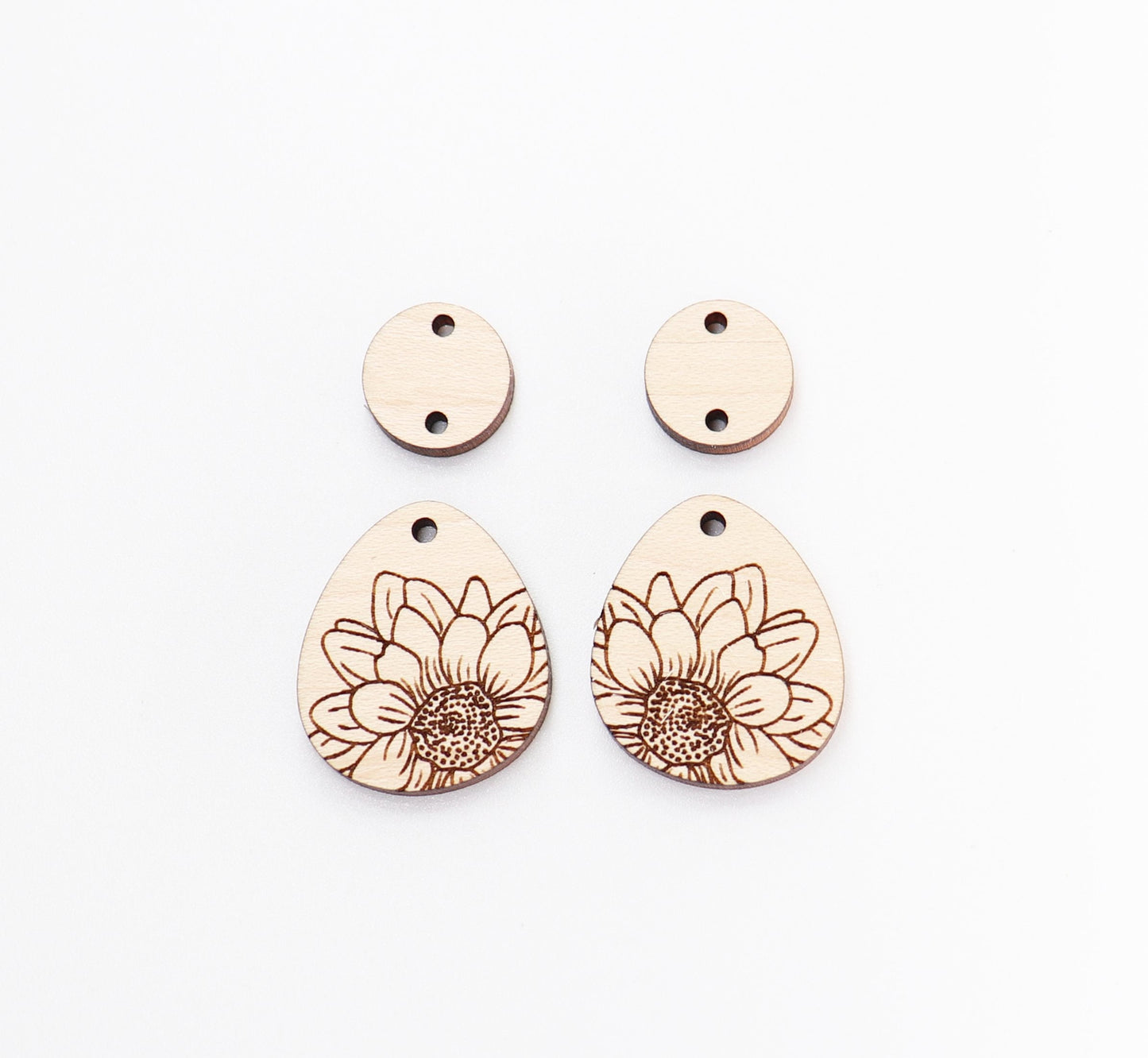 Floral earring blanks,  wood earring blanks,  DIY earrings, earring blanks, sold per set