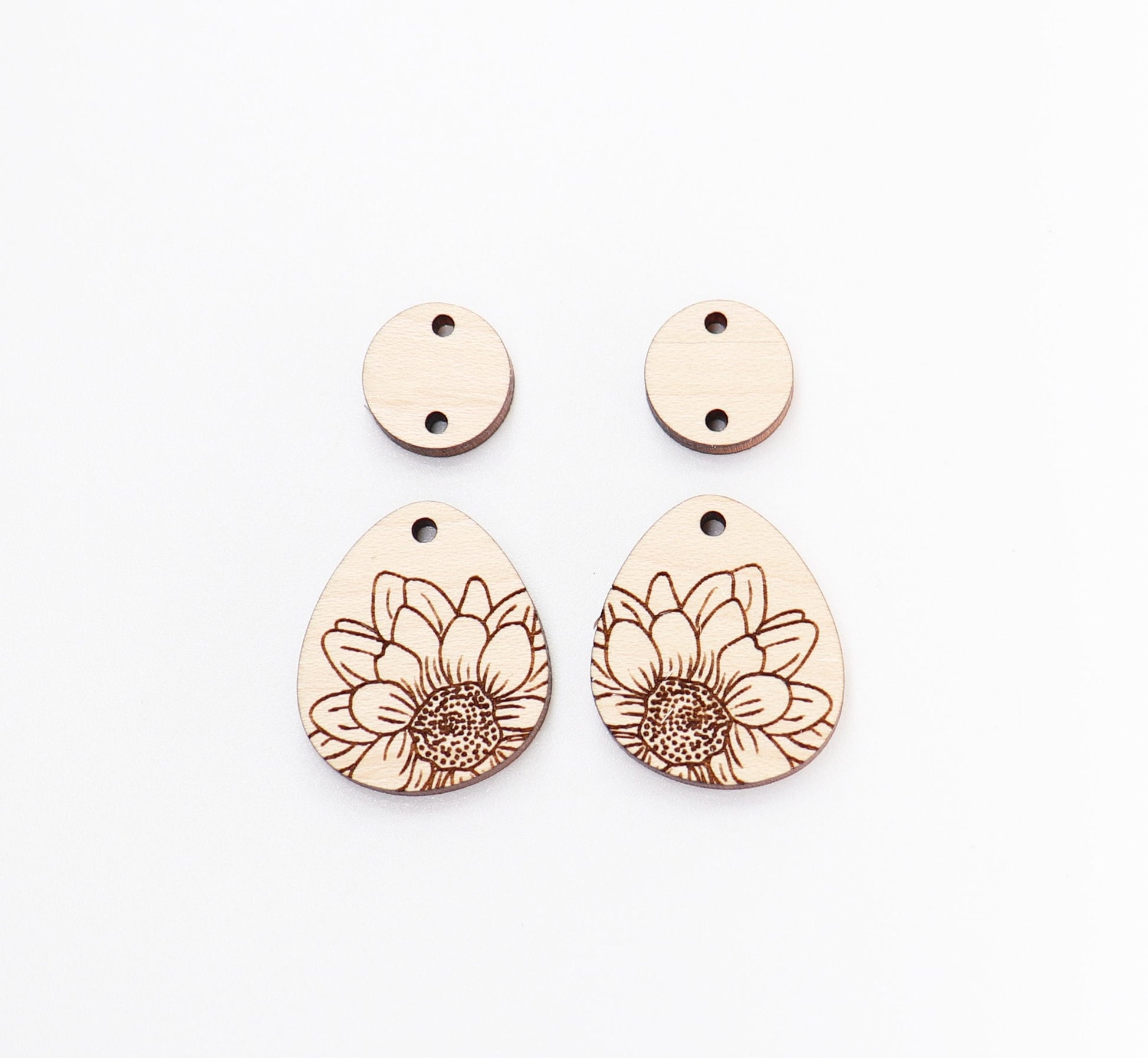 Floral earring blanks,  wood earring blanks,  DIY earrings, earring blanks, sold per set