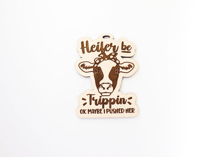 Cow car charm,  wood blanks, wood cutouts, cow cutouts