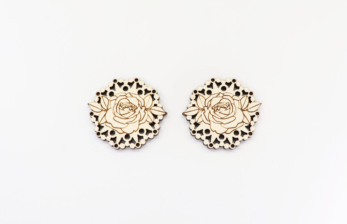 Rose Earring blanks, DIY earrings, flower earrings, sold per set